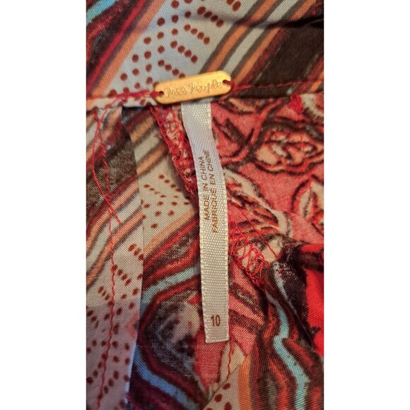 Free People Paradise Printed High-Low Maxi Boho Skirt Pimento Combo Red Size 10 - Picture 11 of 12